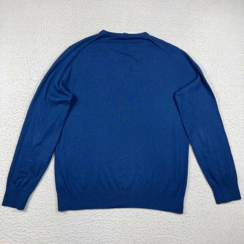 Banana Republic V-Neck Sweater Mens‎ XL Tall Blue Silk Cotton Cashmere Blend